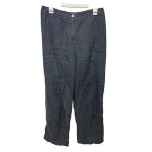 OSKA Women's wide leg 100% linen pants high rise black size 2 lagenlook preppy